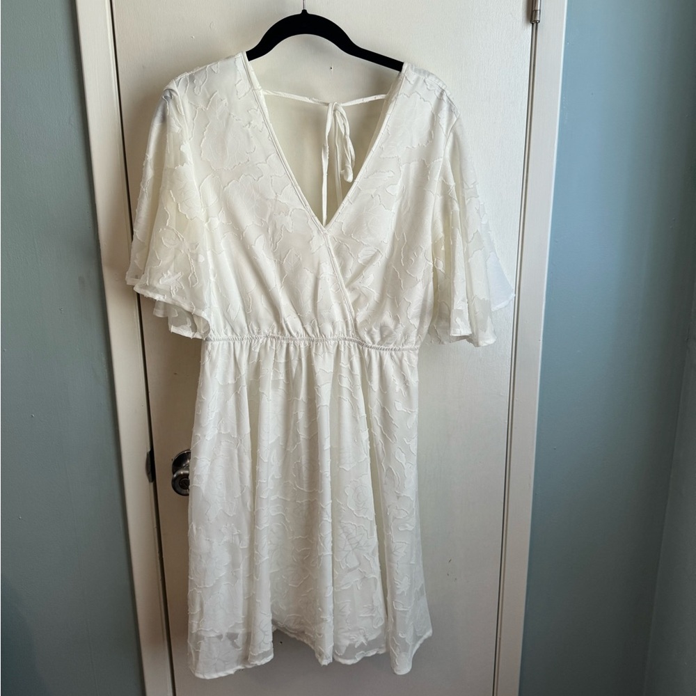 Flowy white floral mini dress